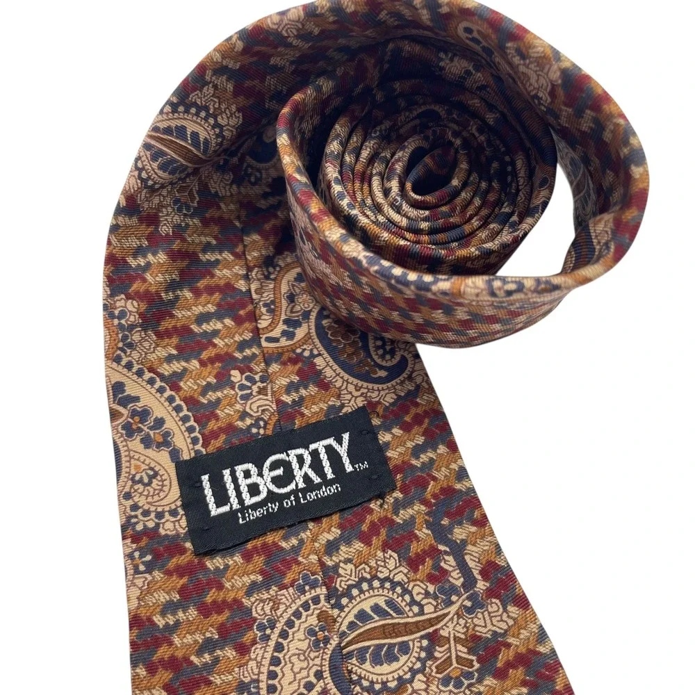 Vintage Liberty Of London Silk Paisley Tie Made in USA Deep Tones Patterned